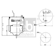Febi Air Suspension Bellow 228mm Rear Right 37967