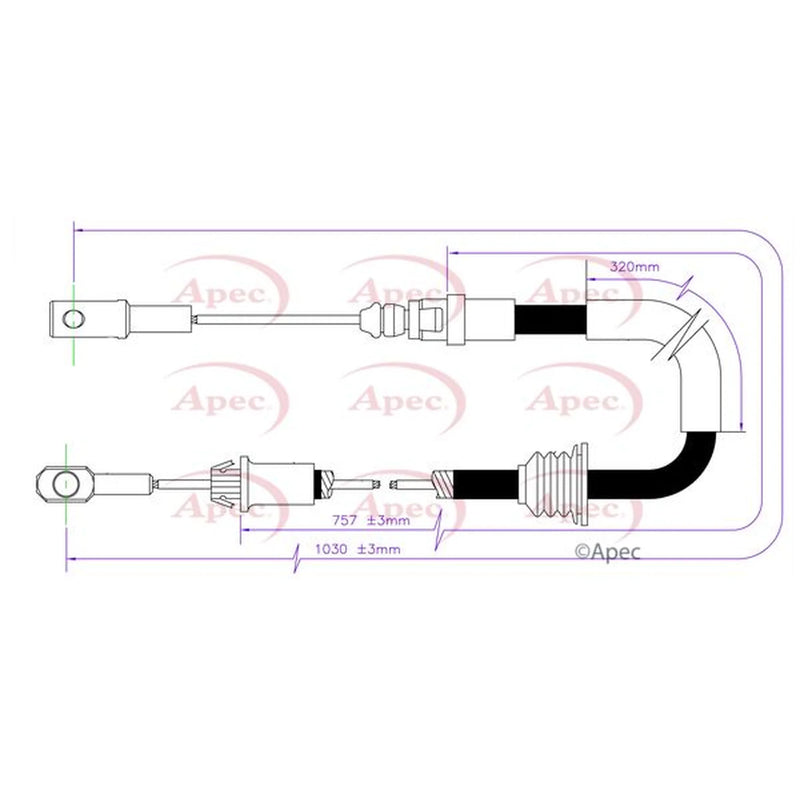 Apec Handbrake Cable Front CAB1593