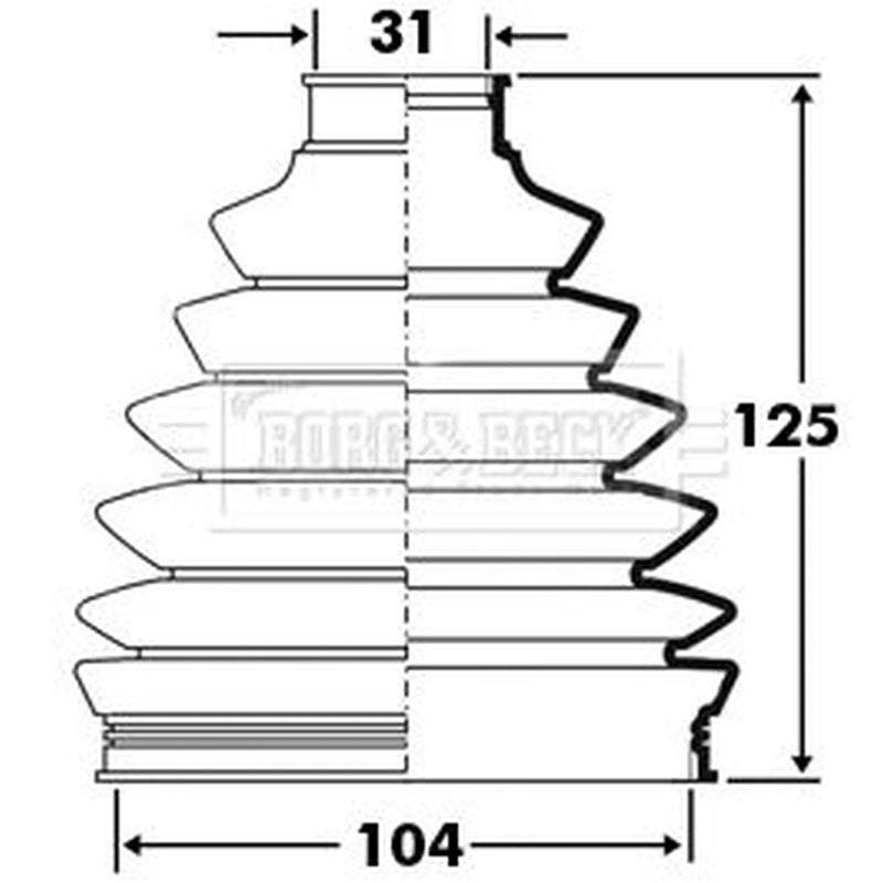 Borg & Beck Drive Shaft Bellow Kit Front Left Thermoplast BCB2395
