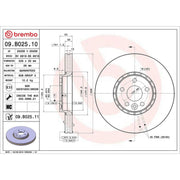 Brembo 2 x Internally Vented Front Brake Discs 09.B025.11