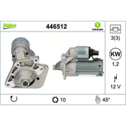 Valeo Starter Motor 12V 1.2kW 10 Teeth 446512