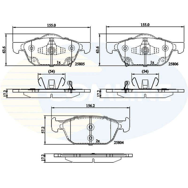 Comline 4 x Front Brake Pad Set CBP32284