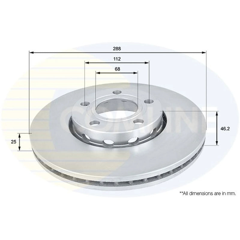 Comline 2 x Internally Vented Front Brake Discs ADC1417V