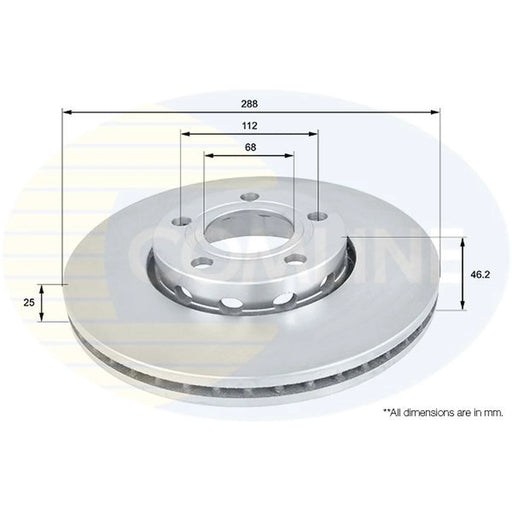 Comline 2 x Internally Vented Front Brake Discs ADC1417V