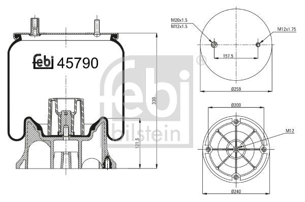 Febi Air Suspension Bellow 240mm