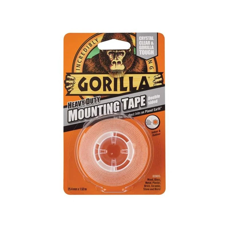 Gorilla Glue Gorilla® Heavy-Duty Mounting Tape 25.4mm x 1.52m Crystal Clear