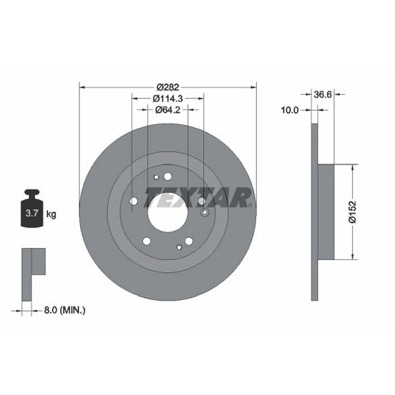 Textar 2 x Solid Rear Brake Discs 92301303