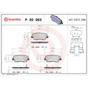 Brembo 4 x Rear Brake Pad Set P30063