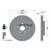 Textar 2 x Vented Front Brake Discs 92304305
