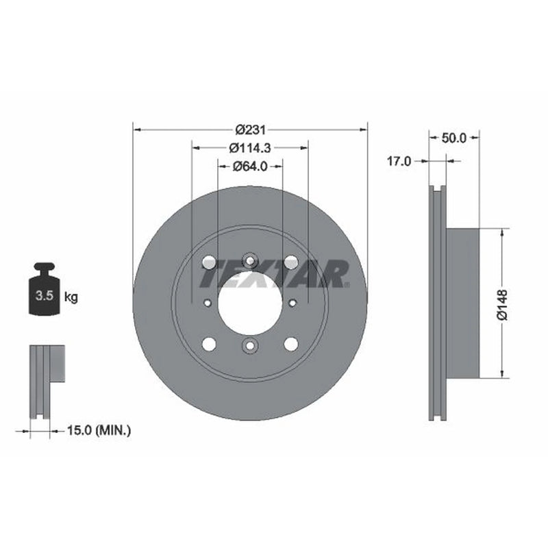 Textar 2 x Vented Front Brake Discs 92069000