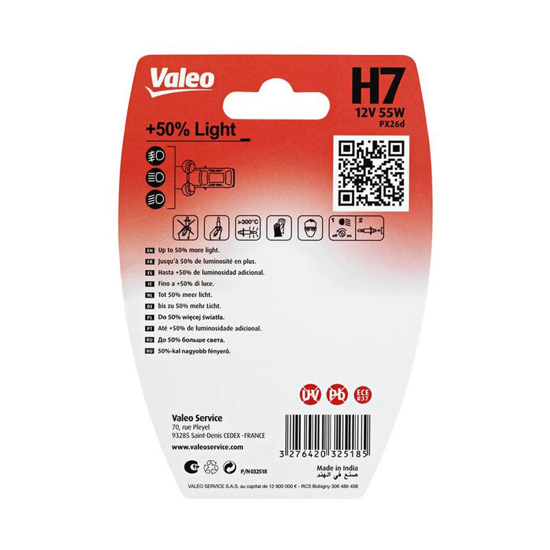 Valeo H7 Bulb Blister +50% Light 032518 032518