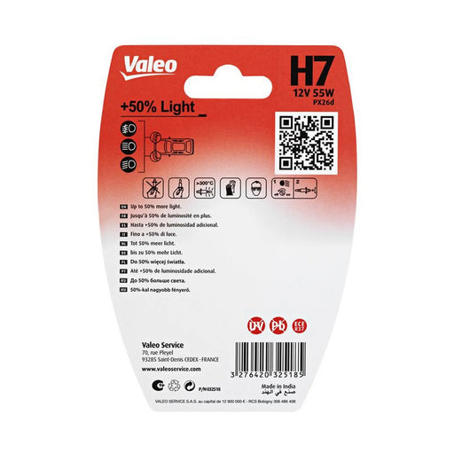 Valeo H7 Bulb Blister +50% Light 032518 032518