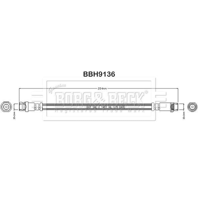 Borg & Beck Brake Hydraulic Hose Line Rear Left BBH9136