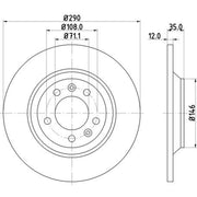 DON 2 x Solid Rear Brake Discs PCD10902