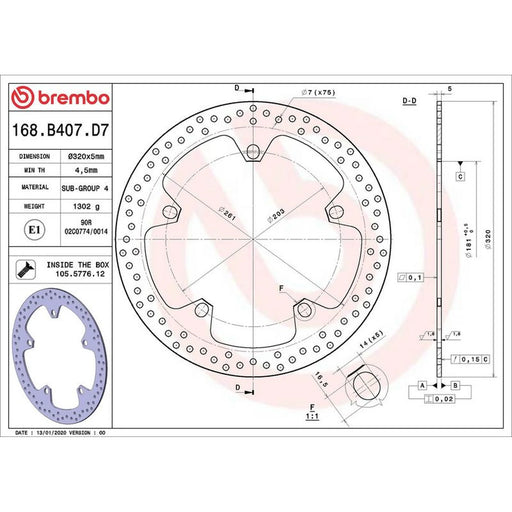 Brembo 2 x Rigid Front Brake Disc Brake Discs 68B407D7