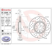 Brembo Xtra 2 x Perforated/Vented Front Brake Discs 09.9369.1X