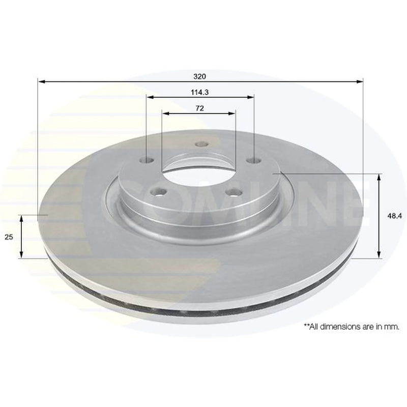 Comline 2 x Internally Vented Front Brake Discs ADC0470V