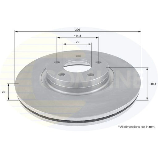 Comline 2 x Internally Vented Front Brake Discs ADC0470V