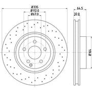 Mintex 2 x Perforated Front Brake Discs MDC1862