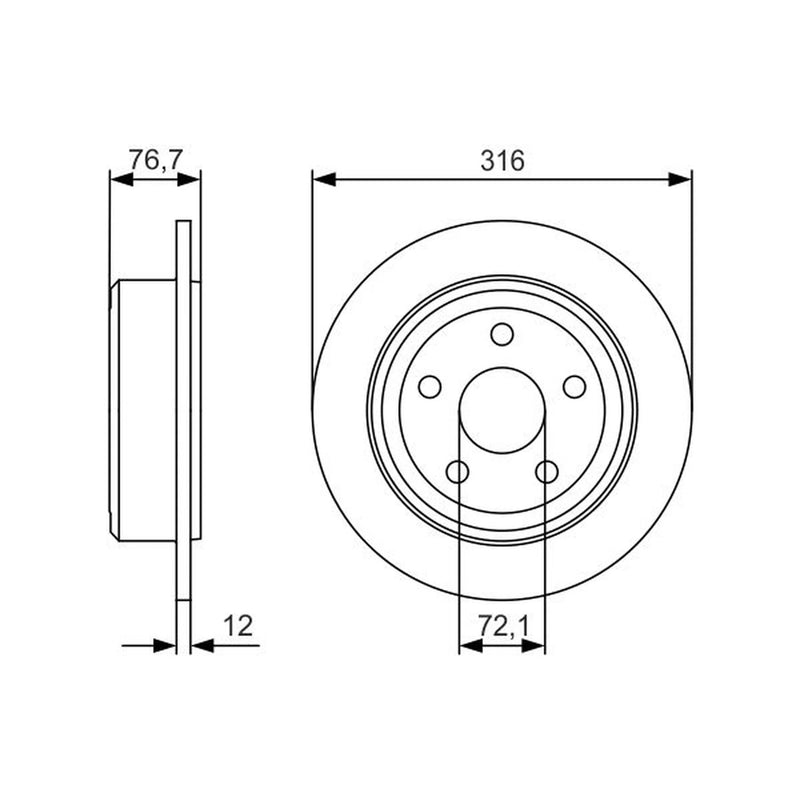 Bosch 2 x Solid Rear Brake Discs 0 986 479 R08