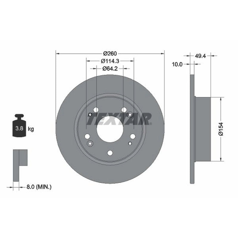 Textar 2 x Solid Rear Brake Discs 92144603