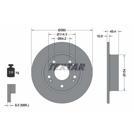 Textar 2 x Solid Rear Brake Discs 92144603