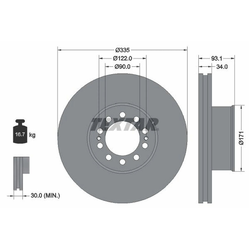 Textar Front Brake Discs 93138000
