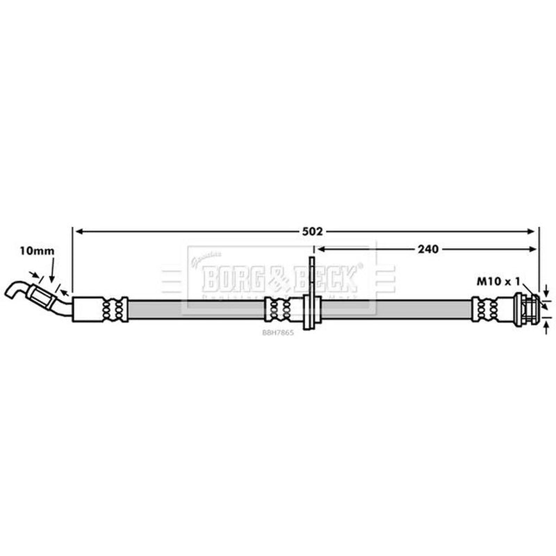 Borg & Beck Brake Hydraulic Hose Line Front Left BBH7865