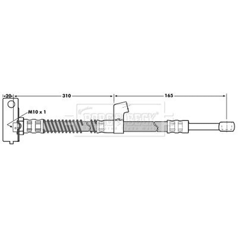Borg & Beck Brake Hydraulic Hose Line Front Left BBH7034