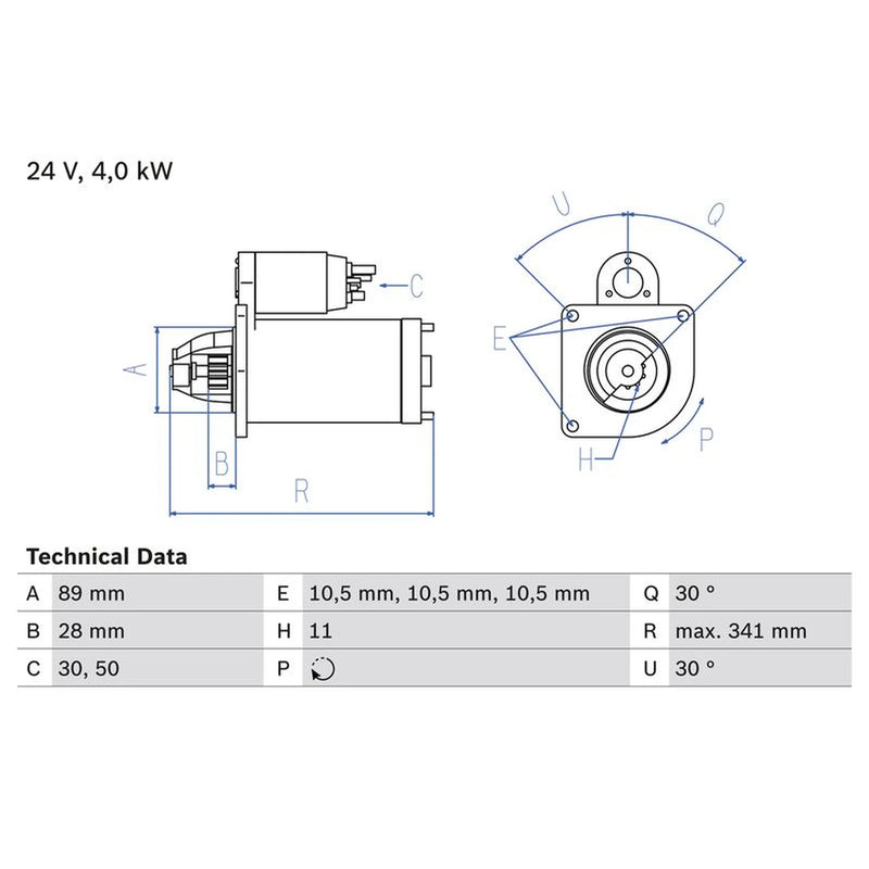 Bosch Starter Motor 24V 4kW 11 Teeth 0 986 013 720