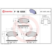 Brembo 4 x Front Brake Pad Set P18025X