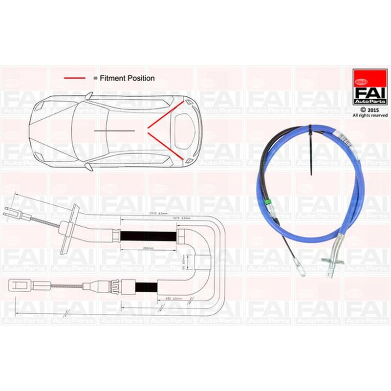 FAI Handbrake Cable Left Rear FBC0164
