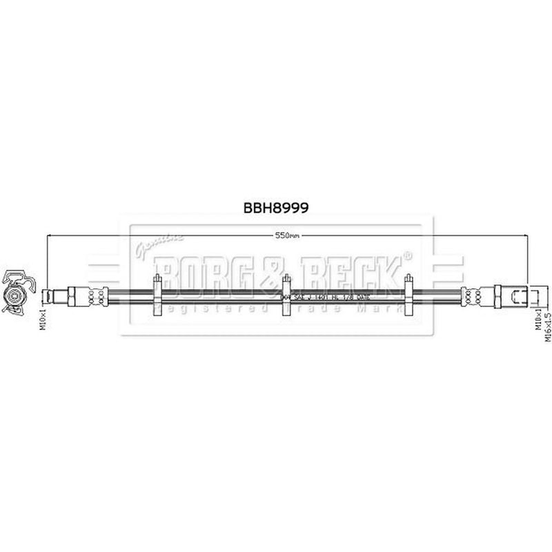 Borg & Beck Brake Hydraulic Hose Line Rear Left BBH8999