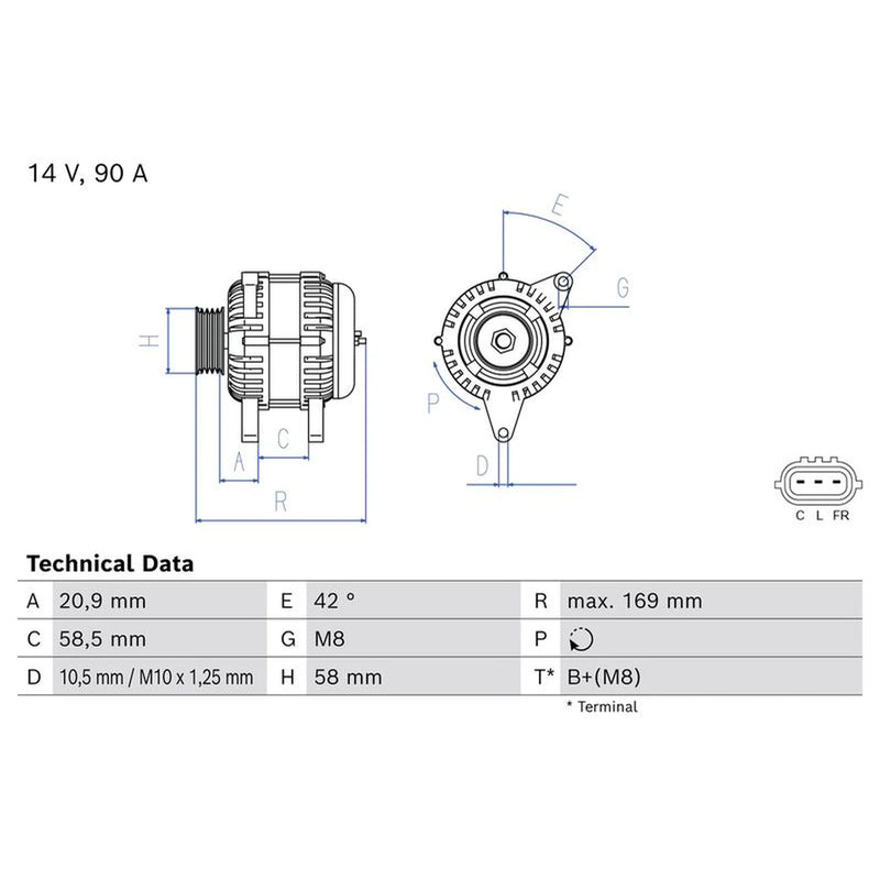 Bosch Car Alternator 12V 0 986 086 460