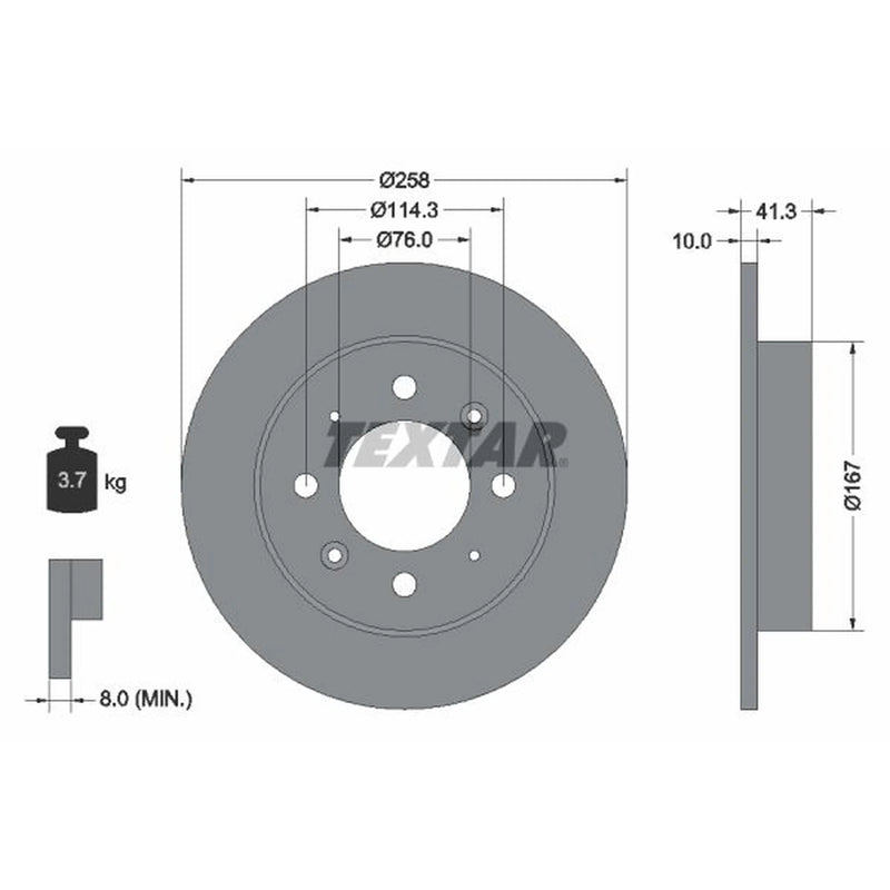 Textar 2 x Solid Rear Brake Discs 92134303