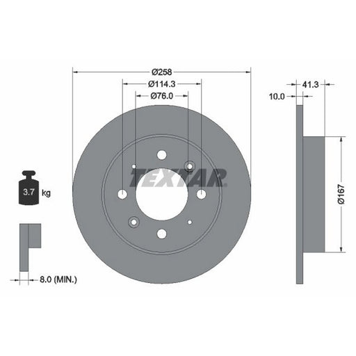 Textar 2 x Solid Rear Brake Discs 92134303