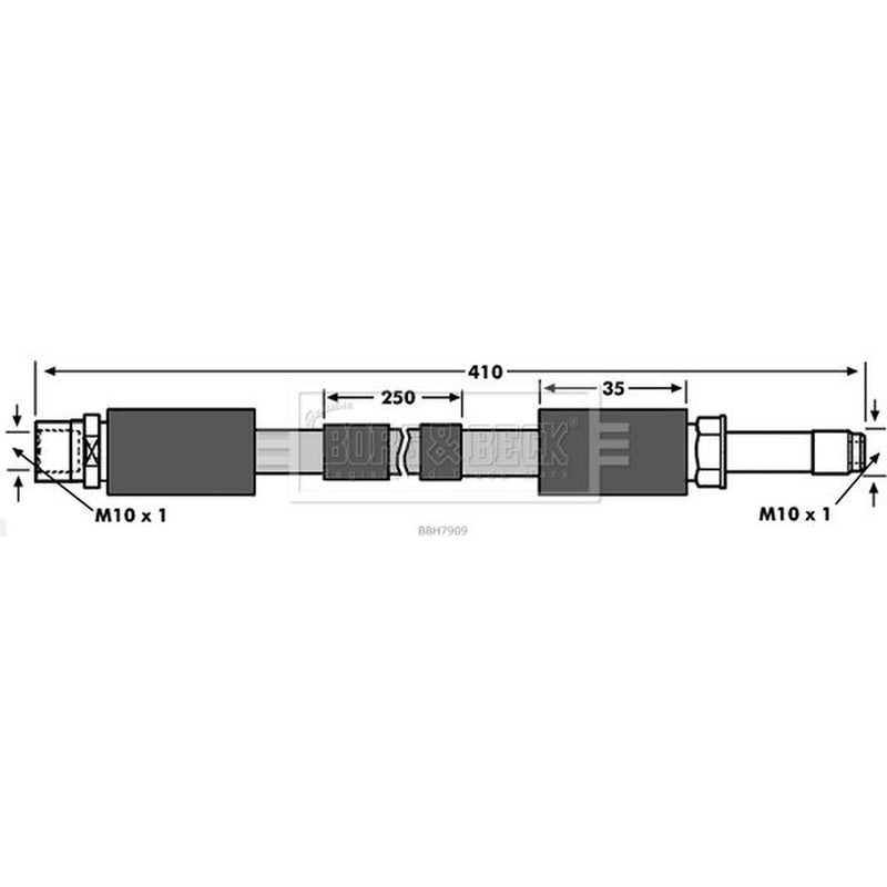 Borg & Beck Brake Hydraulic Hose Line Front Left BBH7909