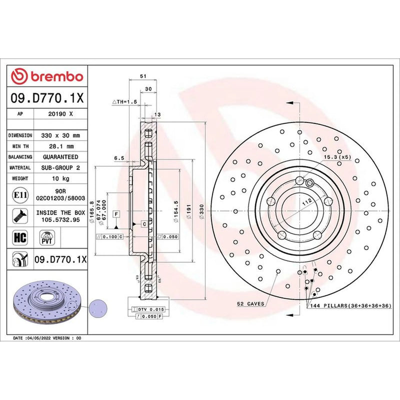 Brembo Xtra 2 x / Front Brake Discs 09.D770.1X