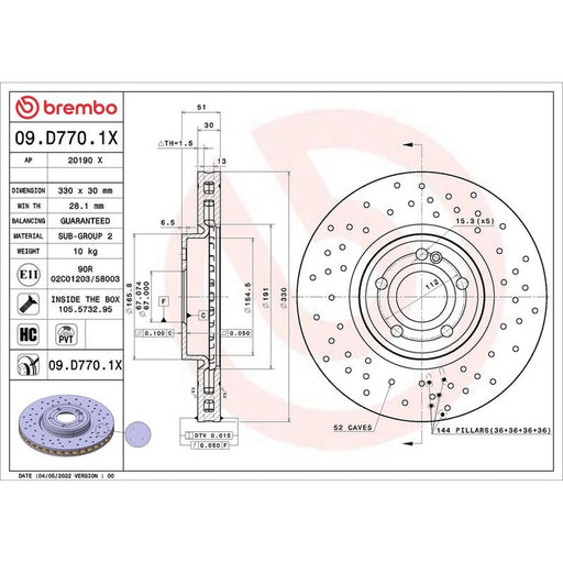 Brembo Xtra 2 x / Front Brake Discs 09.D770.1X
