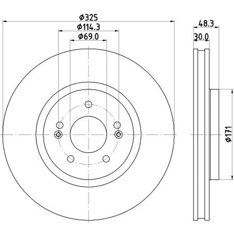 DON 2 x Internally Vented Front Brake Discs PCD22361