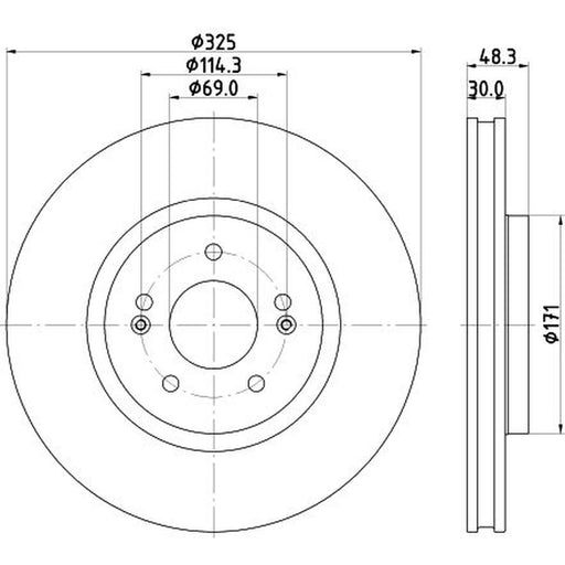 DON 2 x Internally Vented Front Brake Discs PCD22361