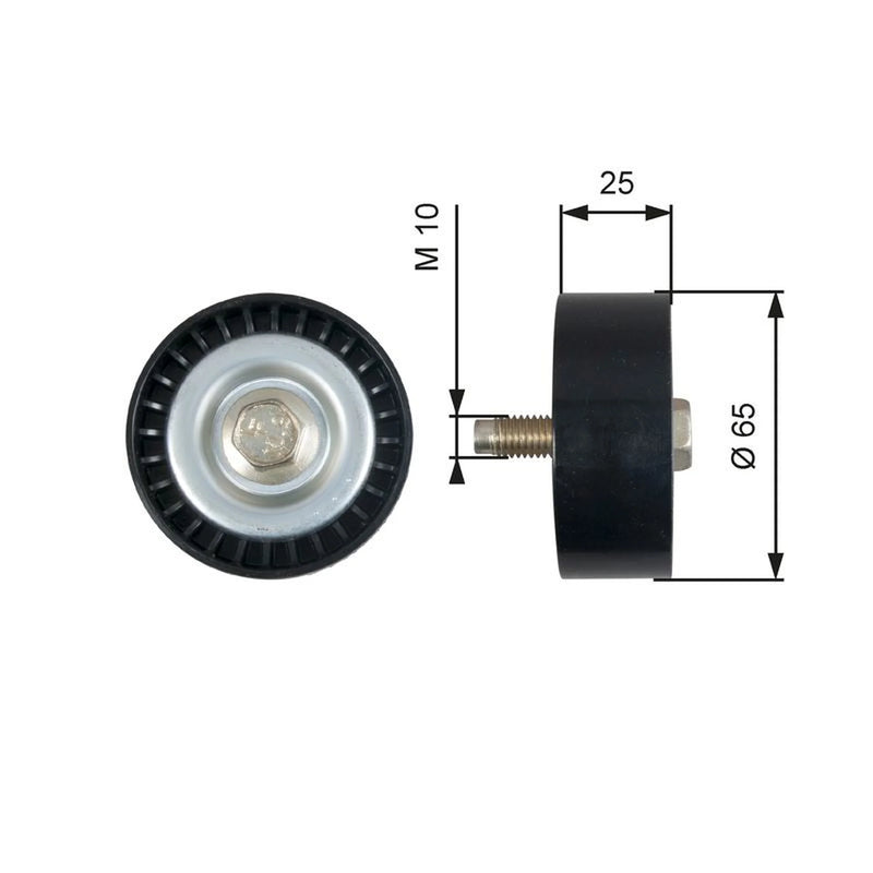 Gates V-Ribbed Belt Deflection/Guide Pulley Upper T36322