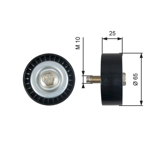 Gates V-Ribbed Belt Deflection/Guide Pulley Upper T36322