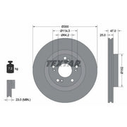 Textar 2 x Internally Vented Front Brake Discs 92186503