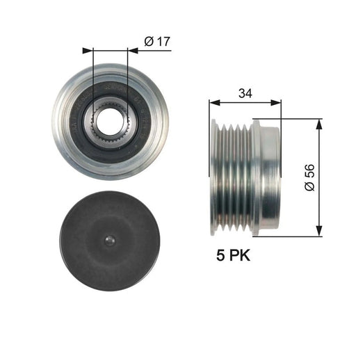 Gates Alternator Overrunning Freewheel Clutch OAP7127