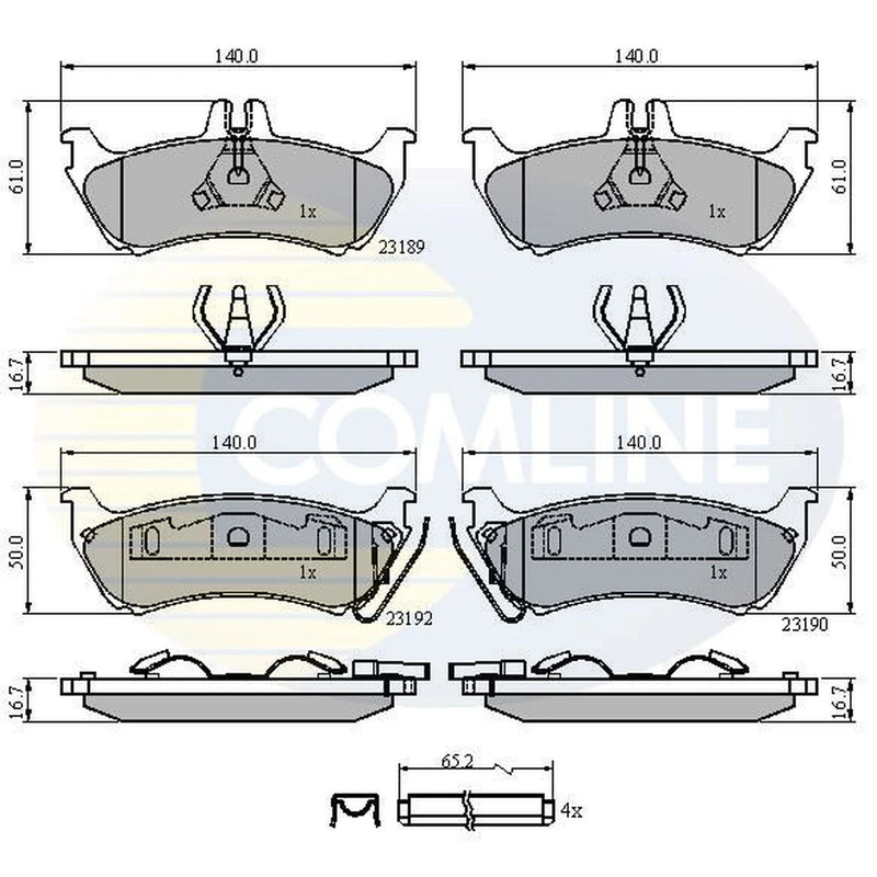 Comline 4 x Rear Brake Pad Set CBP31148