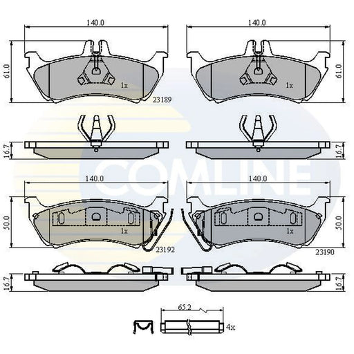 Comline 4 x Rear Brake Pad Set CBP31148