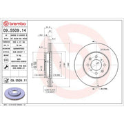 Brembo 2 x Internally Vented Front Brake Discs 09.5509.11