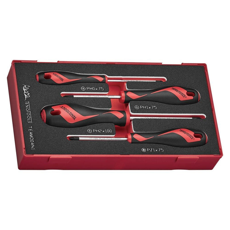 Teng Tools Screwdriver Set FOAM1 4 Pieces Phillips/Pozi