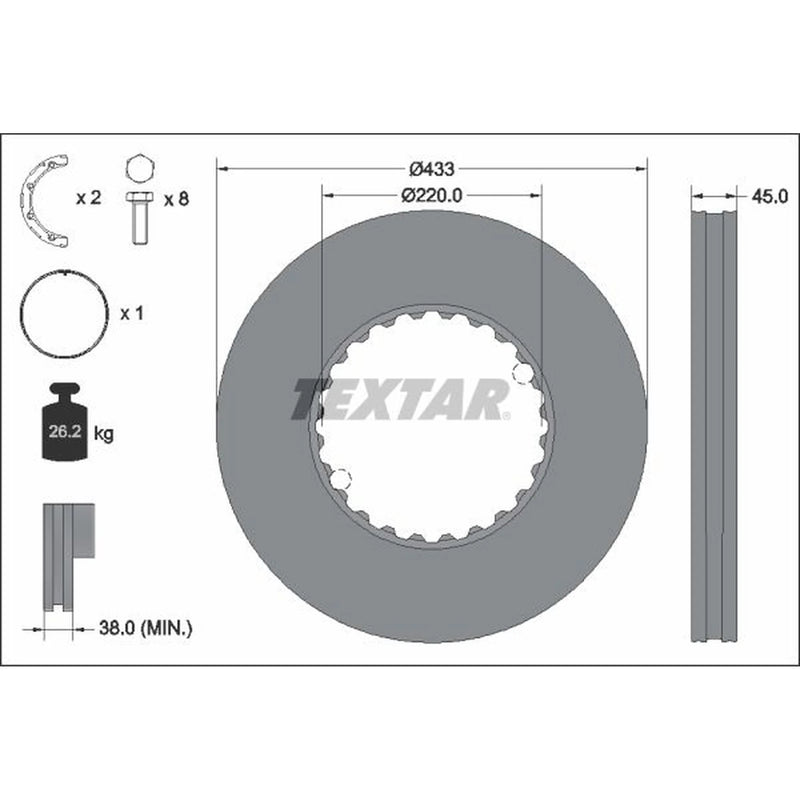 Textar 2 x Internally Vented Brake Discs 93272011 OE 20428193 20515093 21575071